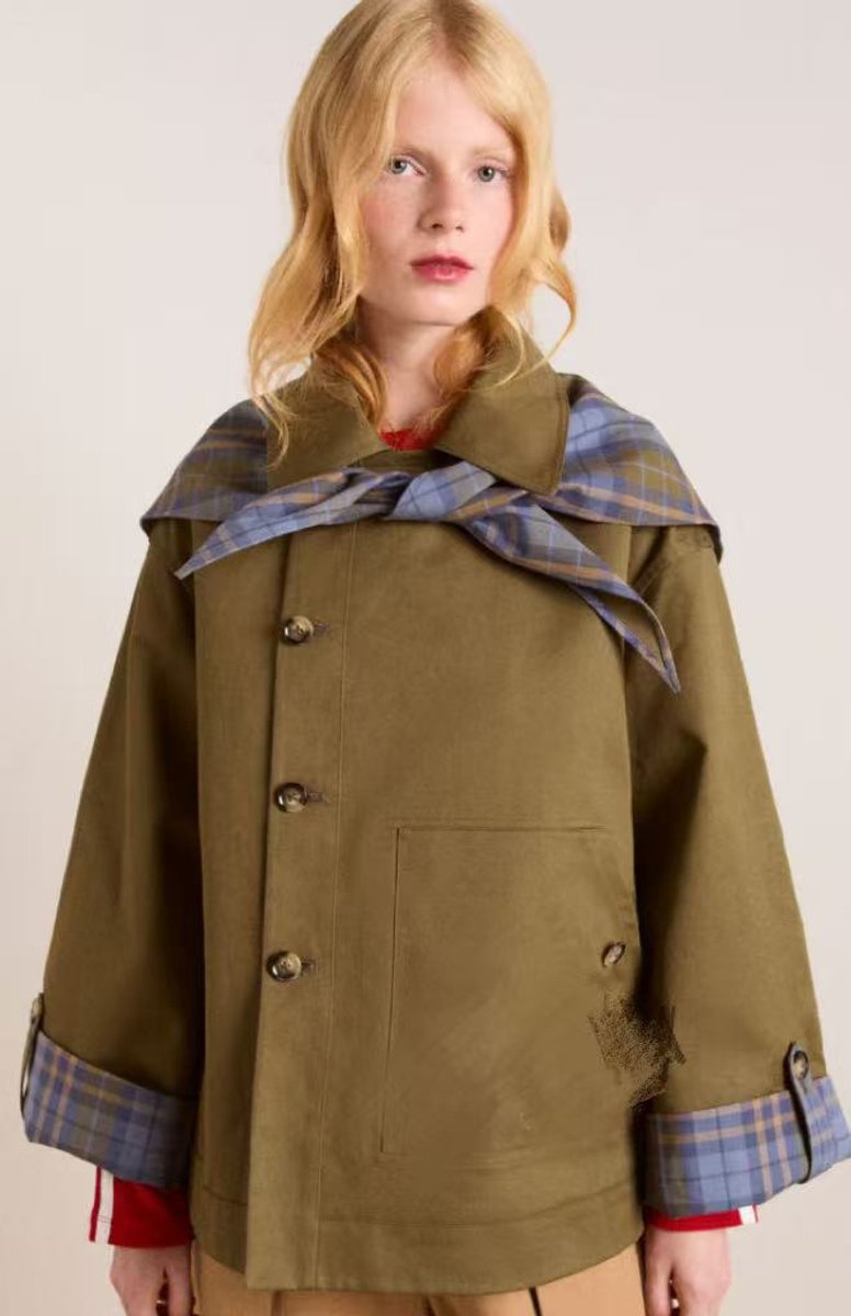 Dame Oversized Dobbeltknappet Ternet Trench Coat - Brun