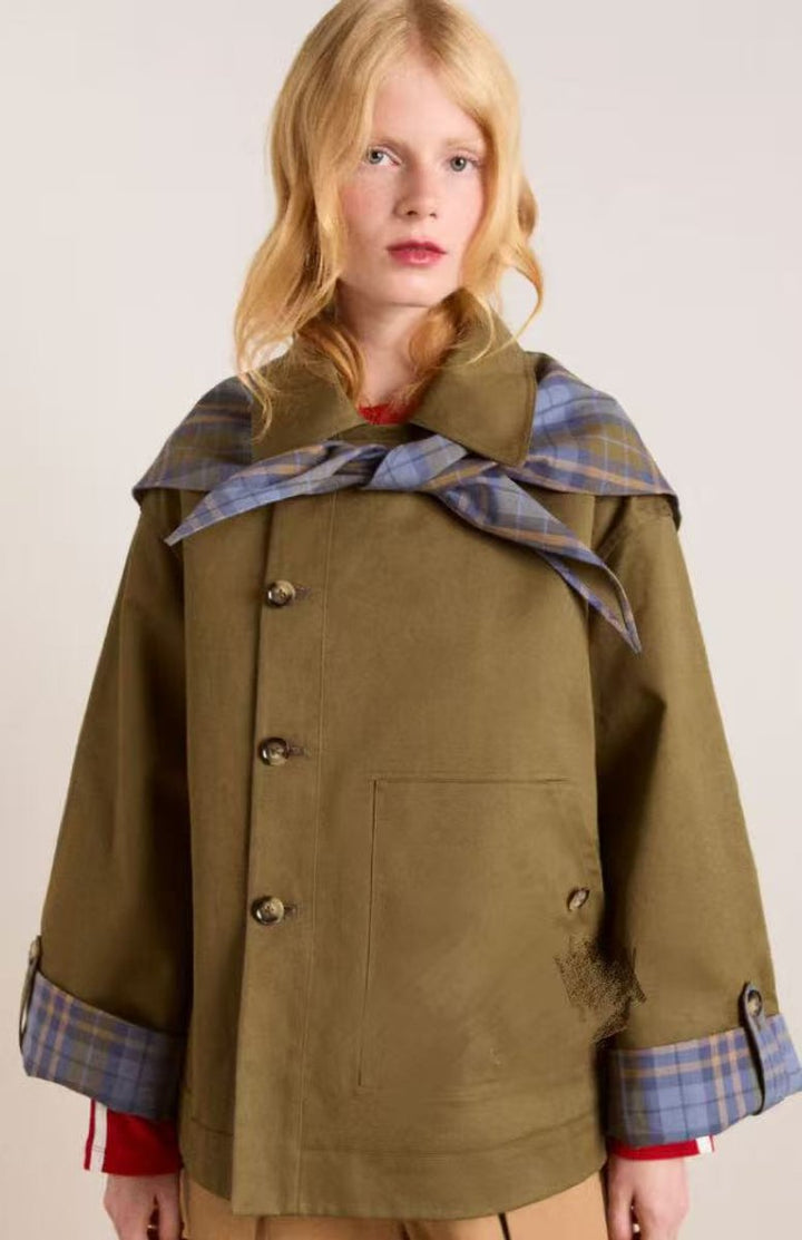 Dame Oversized Dobbeltknappet Ternet Trench Coat - Brun