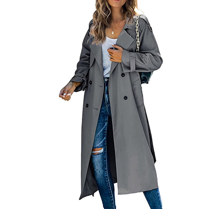 Dame Oversized Dobbeltknappet Trench Coat Bæltet Talje