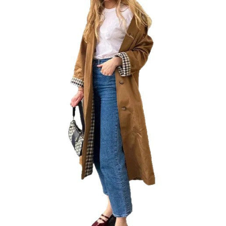 Dame Oversized Ternet Trench Coat Bomuldsmiks Langærmet