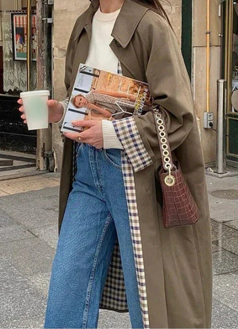 Dame Oversized Ternet Trench Coat Bomuldsmiks Langærmet - Khaki