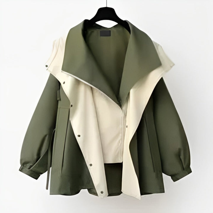 Dame Oversized Vandafvisende Trench Coat Dobbelt Krave - Grøn