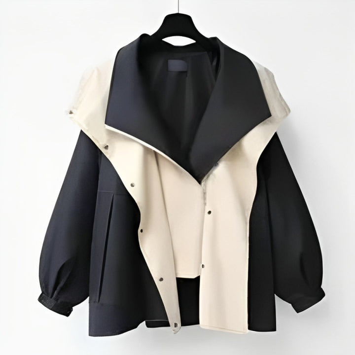 Dame Oversized Vandafvisende Trench Coat Dobbelt Krave - Sort