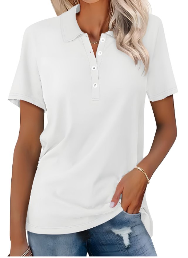 Dame Polo Shirt Kortærmet Pique Klassisk Pasform - White