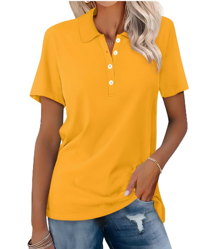 Dame Polo Shirt Kortærmet Pique Klassisk Pasform - Yellow