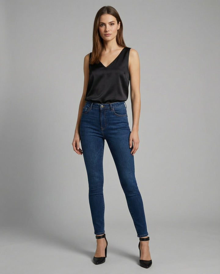 Dame Satin Camisole V-hals Brede Stropper