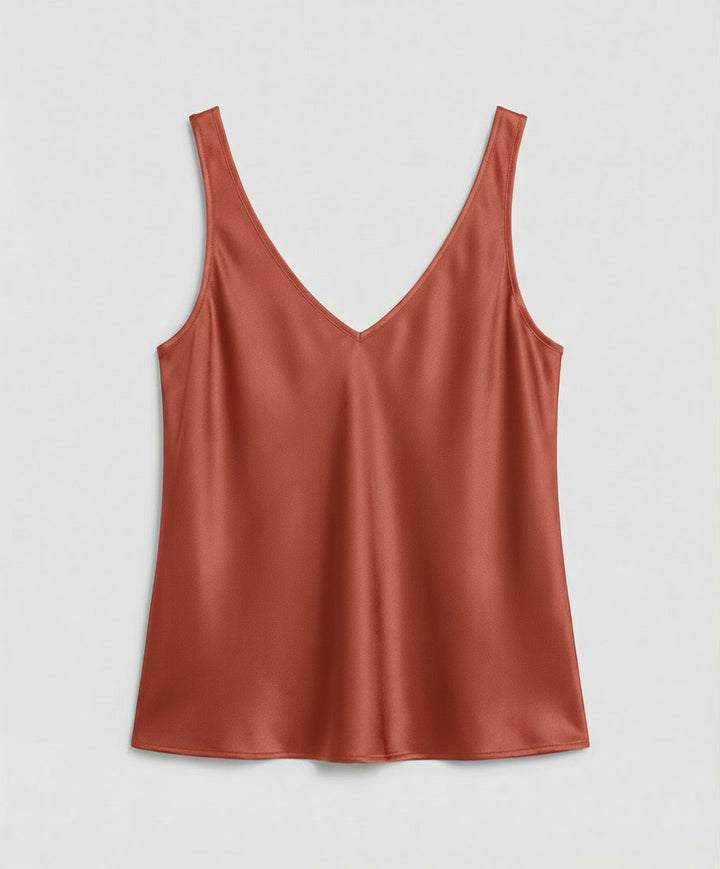 Dame Satin Camisole V-hals Brede Stropper - Orange