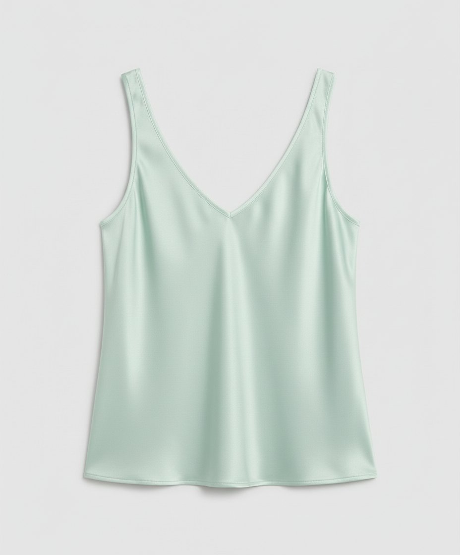 Dame Satin Camisole V-hals Brede Stropper - Light Green