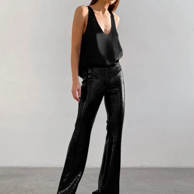 Dame Satin Tank Top Dyb U-Udskæring Afslappet Pasform