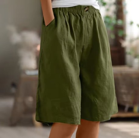 Dame Shorts Afslappet Pasform Elastisk Talje - Legergroen