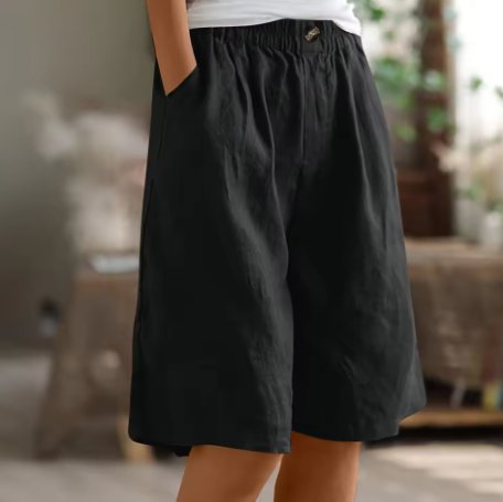 Dame Shorts Afslappet Pasform Elastisk Talje - Zwart