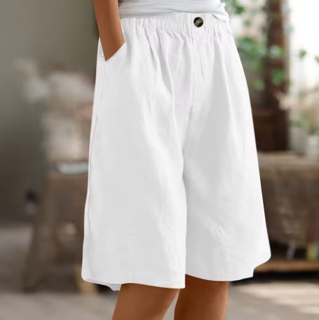 Dame Shorts Afslappet Pasform Elastisk Talje - Wit