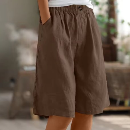 Dame Shorts Afslappet Pasform Elastisk Talje - Bruin
