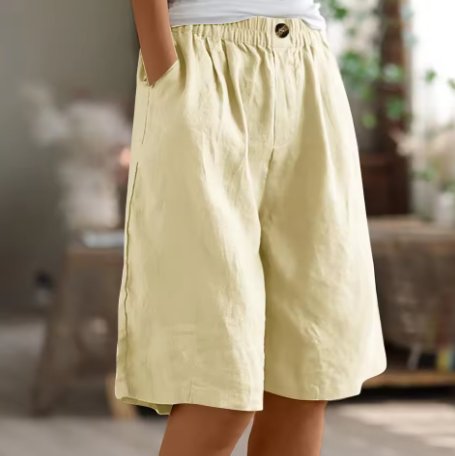 Dame Shorts Afslappet Pasform Elastisk Talje - Beige
