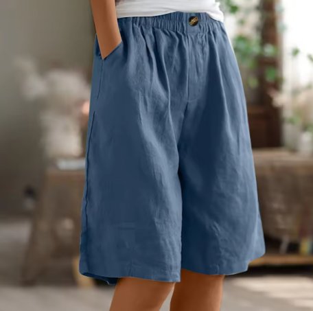 Dame Shorts Afslappet Pasform Elastisk Talje - Blauw