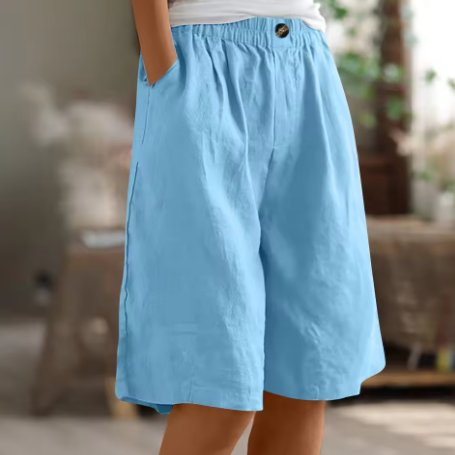 Dame Shorts Afslappet Pasform Elastisk Talje - Hemelsblauw
