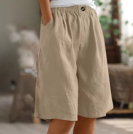 Dame Shorts Afslappet Pasform Elastisk Talje - Khaki
