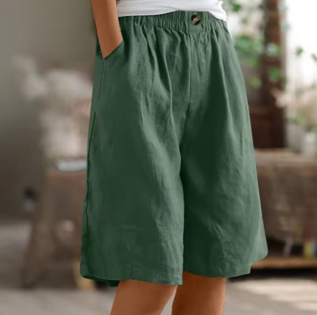 Dame Shorts Afslappet Pasform Elastisk Talje - Groen