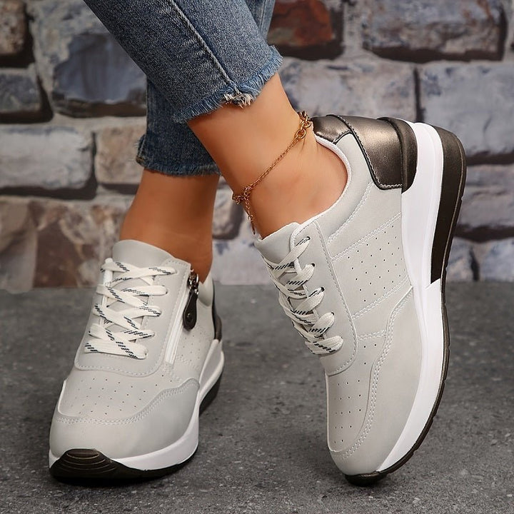 Dame Sneakers Ortopædiske Lave Komfort Med Snørebånd - Grey