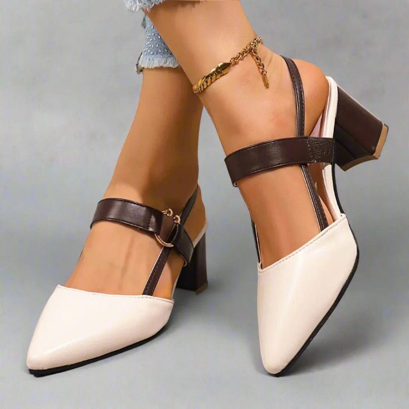 Dame Spids Blokhæl T-Rem Pumps