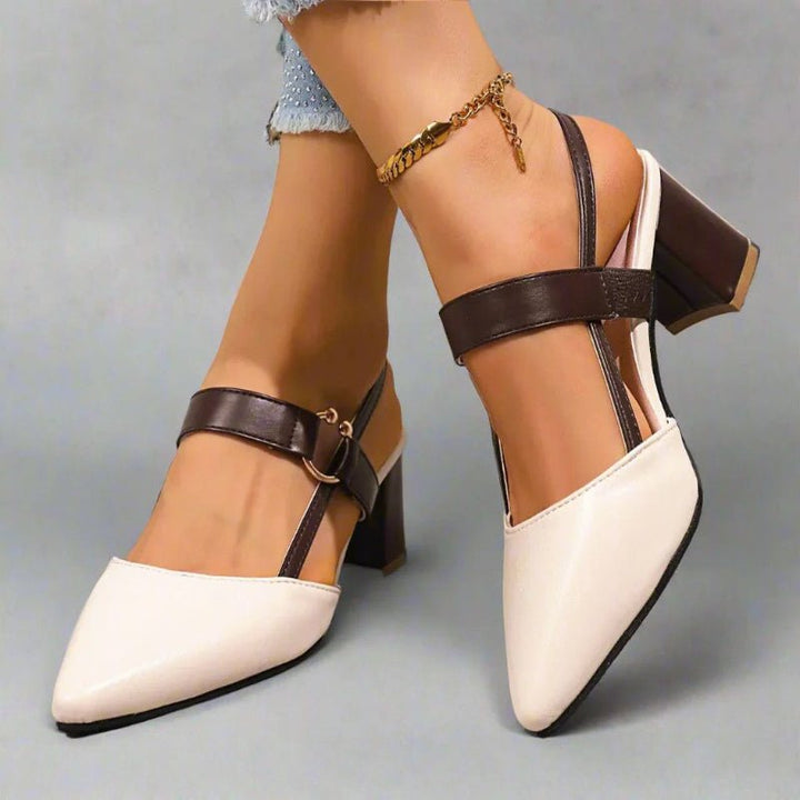 Dame Spids Blokhæl T-Rem Pumps