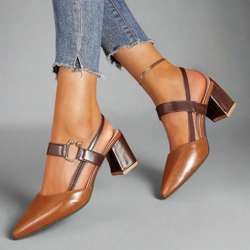 Dame Spids Blokhæl T-Rem Pumps