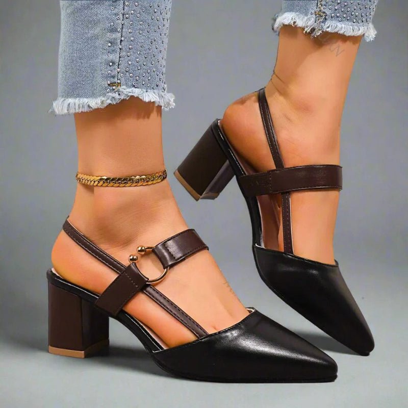 Dame Spids Blokhæl T-Rem Pumps