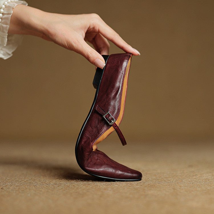 Dame Spidsnet Læder Mary Jane Mules Flade Slip-On Sko