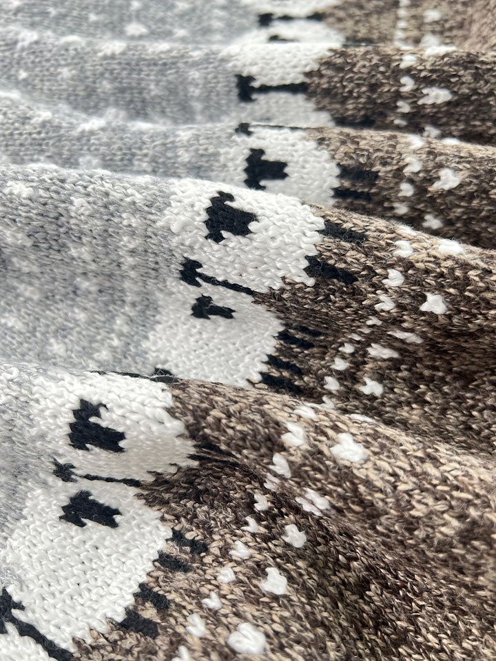 Dame Strikket Sweater med Fåre-Jacquardmønster Rundhals