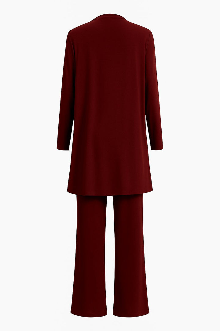 Dame Tredelt Cardigan Tank Top og Vide Bukser Sæt
