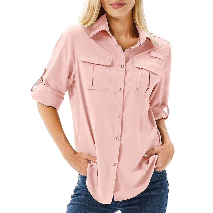 Dame UPF 50 Langærmet Safari Outdoor Skjorte - Pink