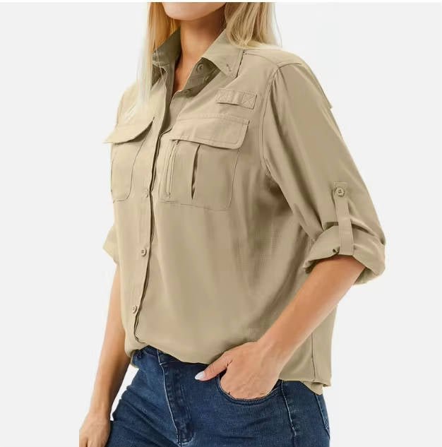 Dame UPF 50 Langærmet Safari Outdoor Skjorte
