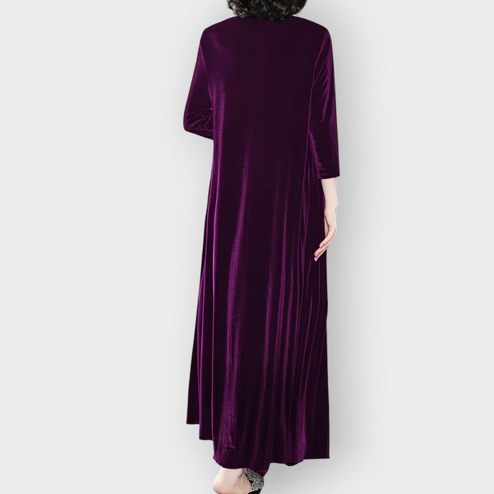 Dame Velvet Maxi Formal Dresses Langærmet Aftenkjole