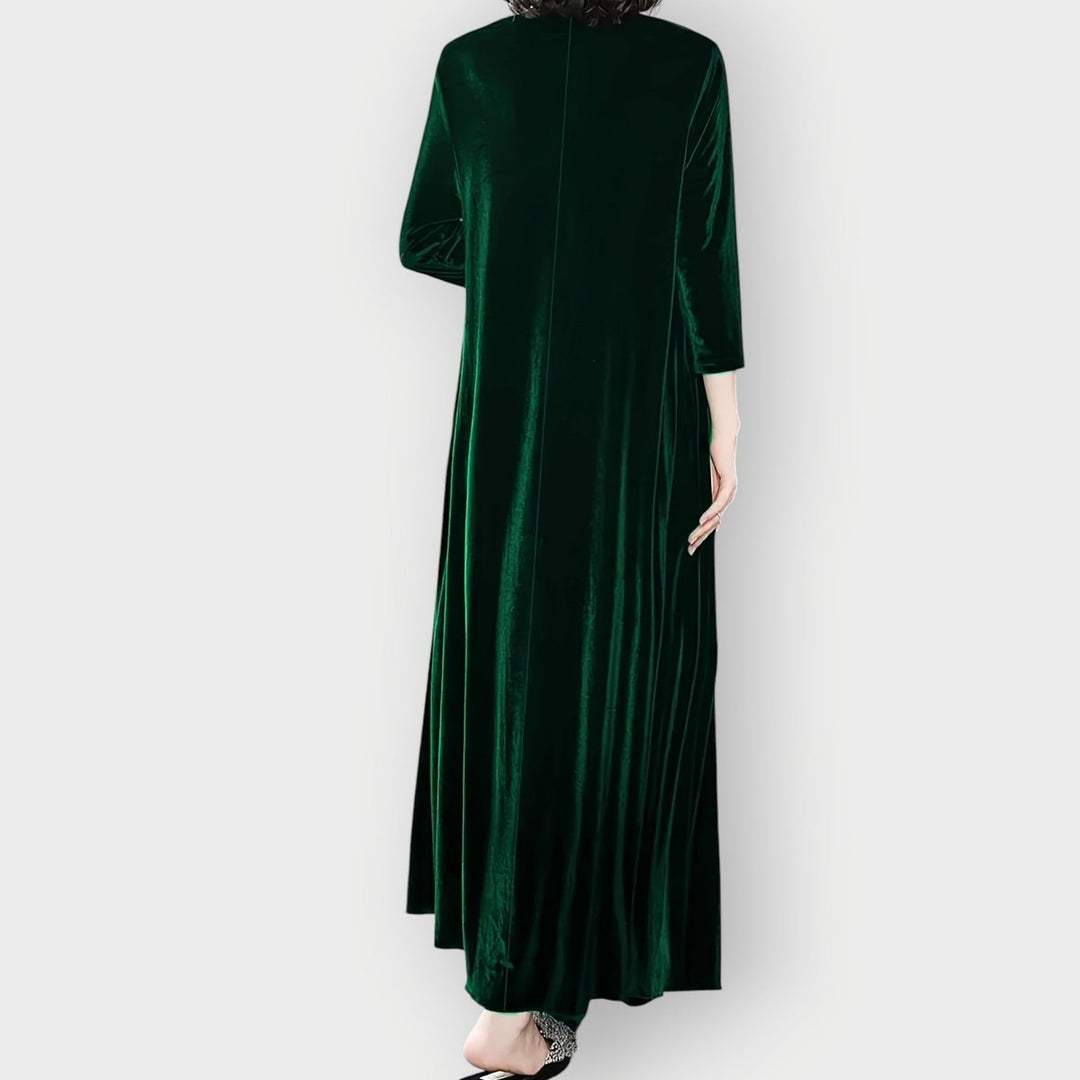 Dame Velvet Maxi Formal Dresses Langærmet Aftenkjole