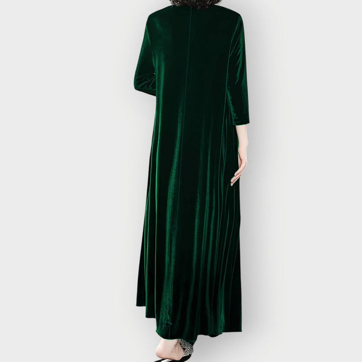 Dame Velvet Maxi Formal Dresses Langærmet Aftenkjole