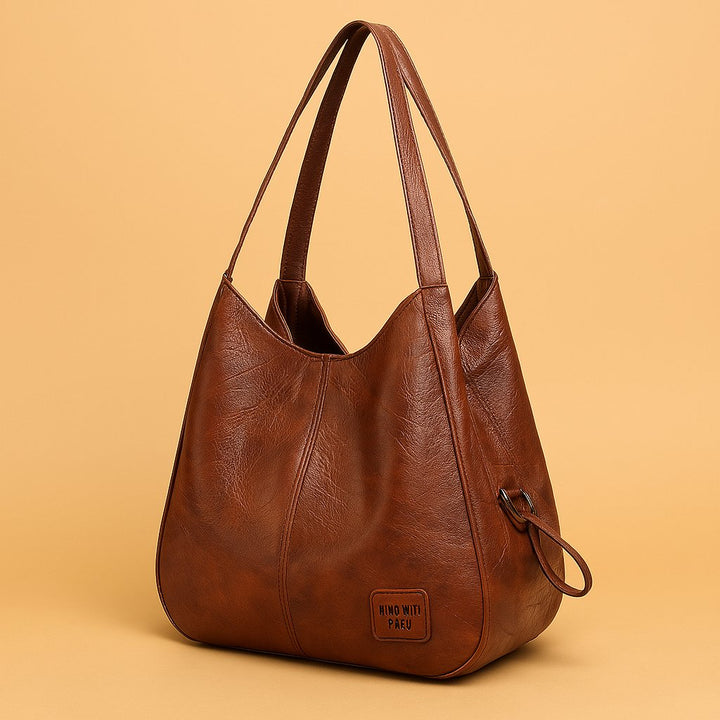 Dame Vintage Rummelig Skulderveske Blødt Læder Hobo-taske - Brown