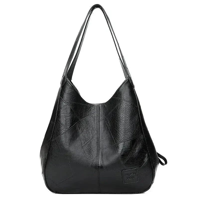 Dame Vintage Rummelig Skulderveske Blødt Læder Hobo-taske - Black