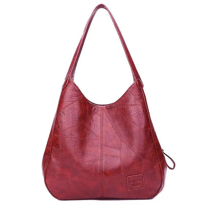 Dame Vintage Rummelig Skulderveske Blødt Læder Hobo-taske - Red
