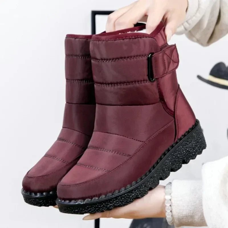 Dame Waterproof Boots Vinter Ankelstøvler Polstret - Red