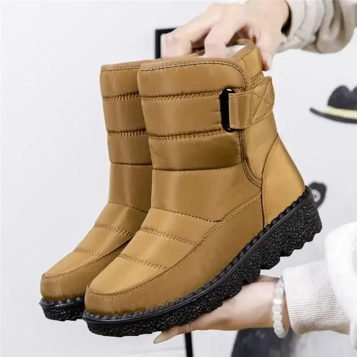 Dame Waterproof Boots Vinter Ankelstøvler Polstret - Khaki