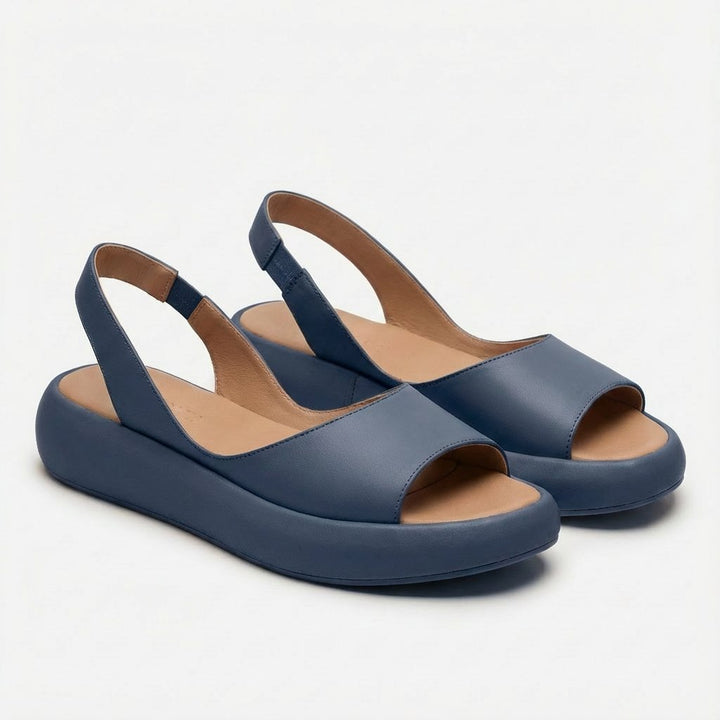 Damer Åben Tå Kilehæl Slingback Sandaler Elastisk Hælstrop - Azul