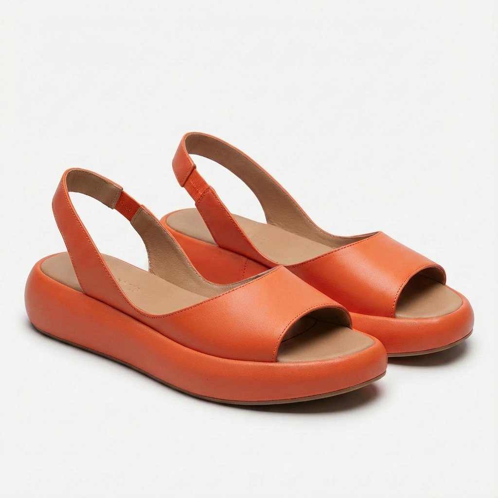 Damer Åben Tå Kilehæl Slingback Sandaler Elastisk Hælstrop - Naranja