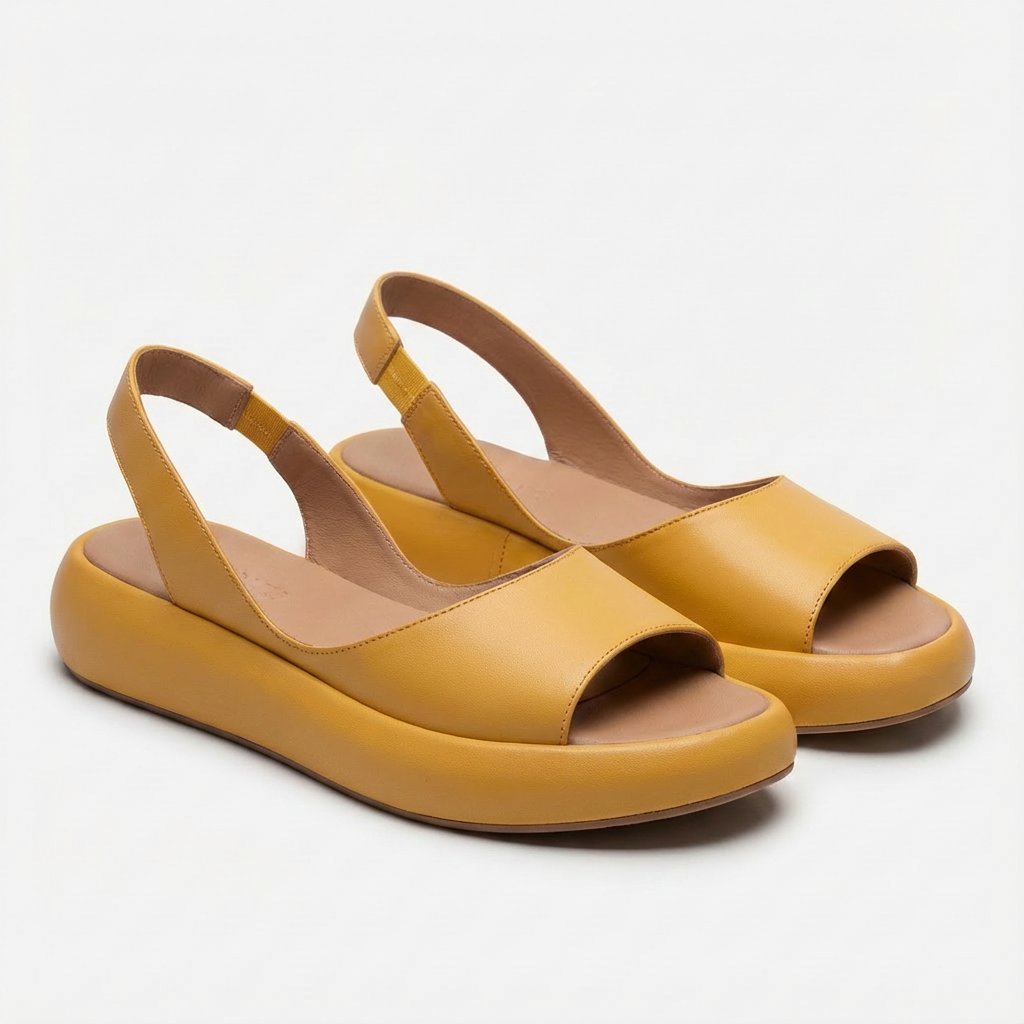 Damer Åben Tå Kilehæl Slingback Sandaler Elastisk Hælstrop - Amarillo