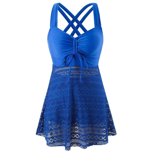 Damer Klassisk Understøttende Tankini Badetøjssæt - Blauw