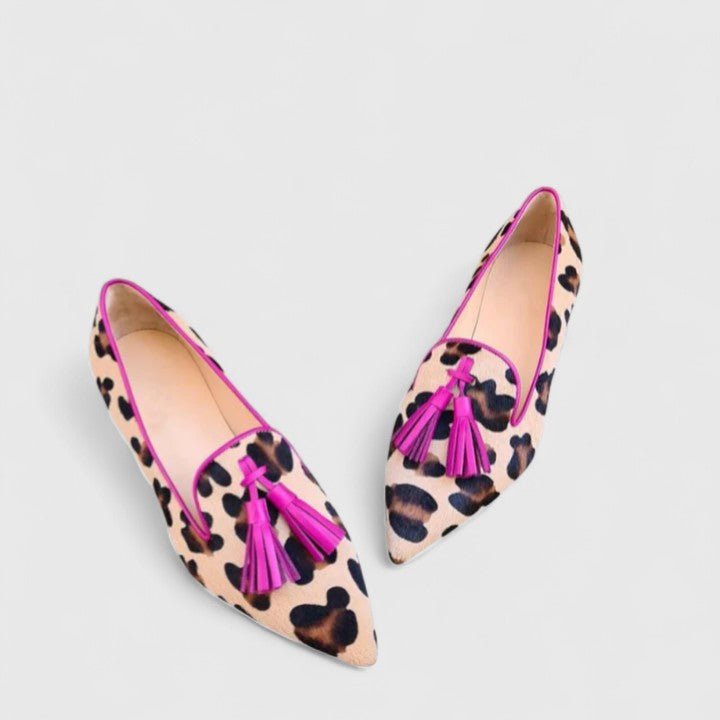 Damer Leopardprint Spidsnet Kvast-Loafers - Pink