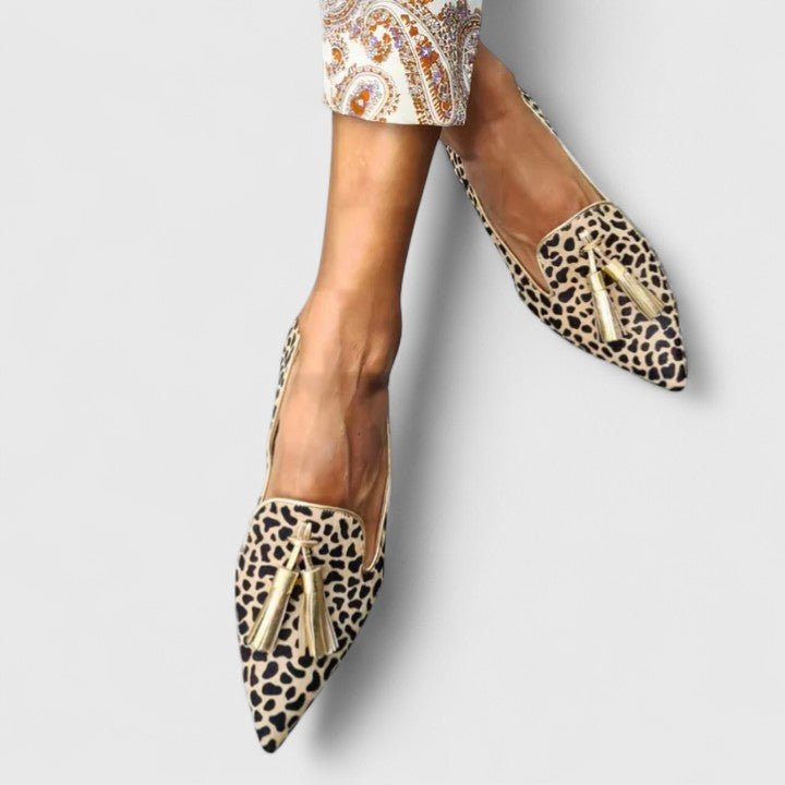 Damer Leopardprint Spidsnet Kvast-Loafers - Gold