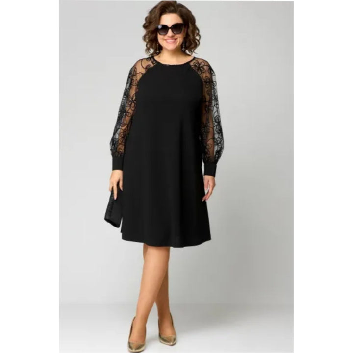 Damernes elegante knælange formal dresses blondeermer A-linje