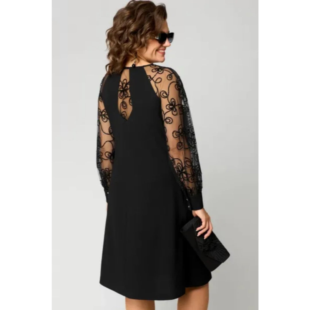 Damernes elegante knælange formal dresses blondeermer A-linje