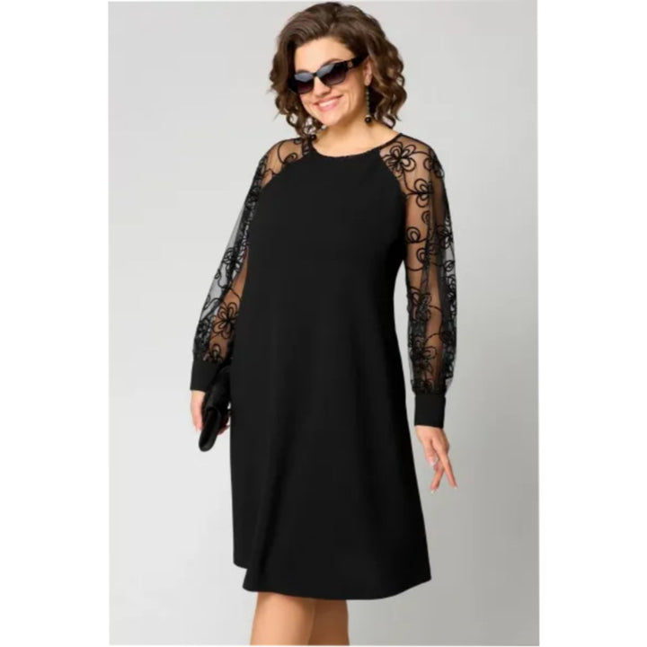 Damernes elegante knælange formal dresses blondeermer A-linje