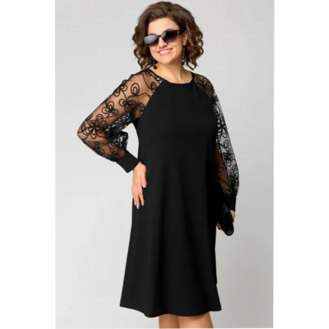 Damernes elegante knælange formal dresses blondeermer A-linje